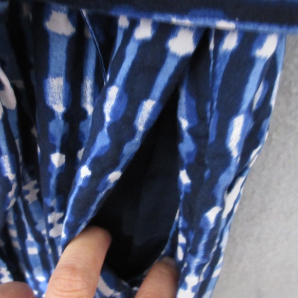 J.Crew Dress 6 Blue Tie Dye Shibori Print Midi Belted Pockets Boho Tiered Beachy - Picture 4 of 11